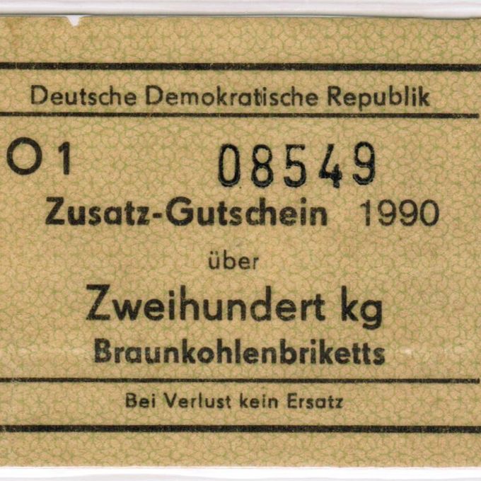Zusicherungsschein für Briketts aus der DDR